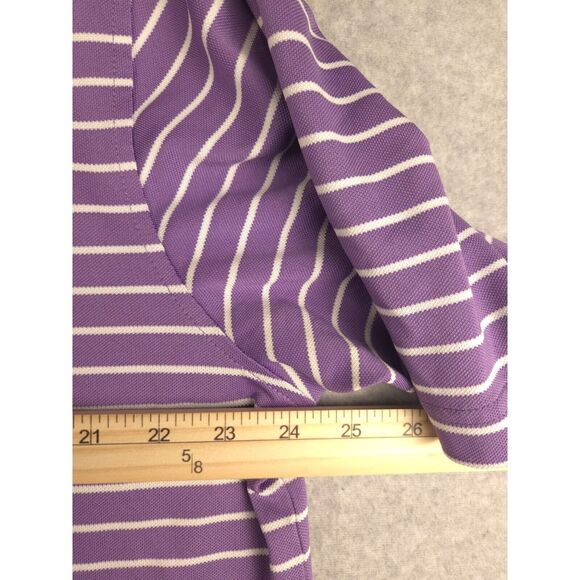Footjoy Men's Shirt Polo Short Sleeve Large Purple White‎ Stripes - Picture 7 of 8